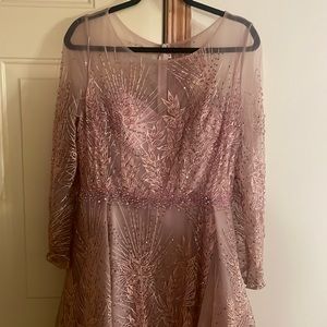 Pink beaded and lace dress, fits a size 12, only worn once!